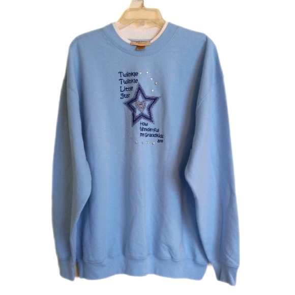 MC Sportswear X Large blue Grandma sweatshirt with star embellishment - Picture 1 of 5